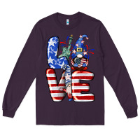 Plum Love 4th of July with gnomes 4th of july Long Sleeve Tee - CowGirlArtShop