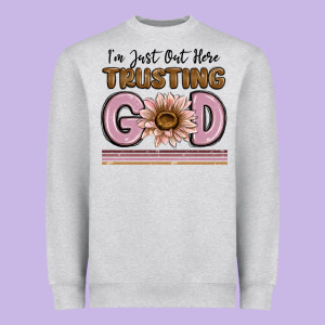 Im Just Out Here Trusting God Heavyweight Sweatshirt Designed By Maliassmallbusiness
