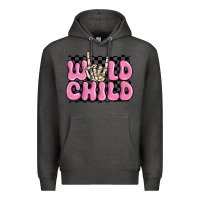 Charcoal Heather wild child pink skeleton Premium Hoodie - MaliasSmallBusiness