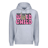 Heather Grey wild child pink skeleton Premium Hoodie - MaliasSmallBusiness