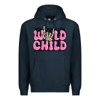 Navy wild child pink skeleton Premium Hoodie - MaliasSmallBusiness