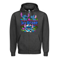 Charcoal Heather preview flower stitch 3rd grade Zipper Hoodie - AdoDesignShop