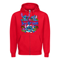 Red preview flower stitch 3rd grade Zipper Hoodie - AdoDesignShop