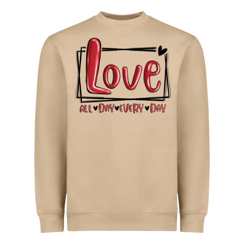 Love All Day Every Day Hearts Heavyweight Sweatshirt by MaliasSmallBusiness | Teevron