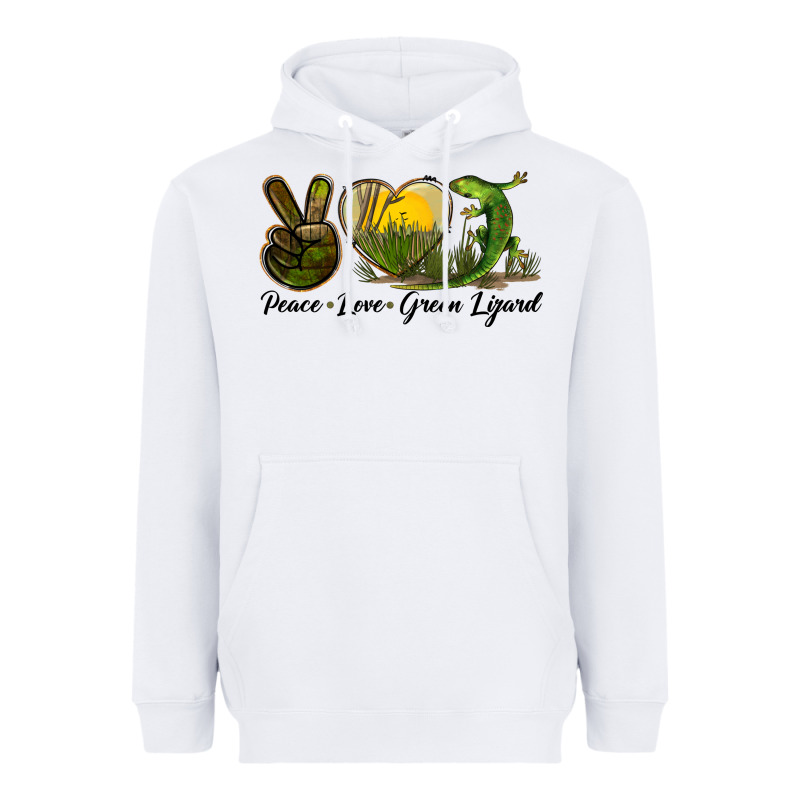 Peace Love Green Lizard Heavyweight Hoodie by LillyAllenDesigns | Teevron