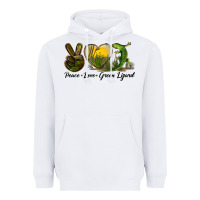 White peace love green lizard Heavyweight Hoodie - LillyAllenDesigns