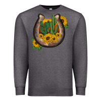 Charcoal Heather western horseshoe sunflower cactus Premium Sweatshirt - BarkalooDesign
