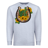 Heather Grey western horseshoe sunflower cactus Premium Sweatshirt - BarkalooDesign