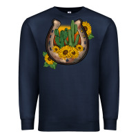 Navy western horseshoe sunflower cactus Premium Sweatshirt - BarkalooDesign