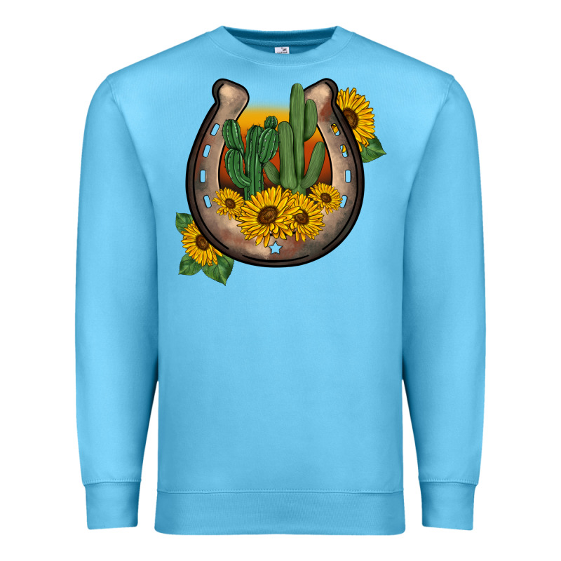 Western Horseshoe Sunflower Cactus Premium Sweatshirt by BarkalooDesign | Teevron