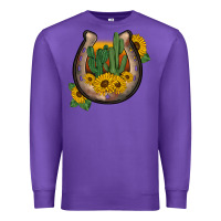 Purple western horseshoe sunflower cactus Premium Sweatshirt - BarkalooDesign