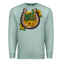 Seafoam western horseshoe sunflower cactus Premium Sweatshirt - BarkalooDesign