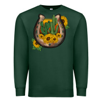 Sports Green western horseshoe sunflower cactus Premium Sweatshirt - BarkalooDesign