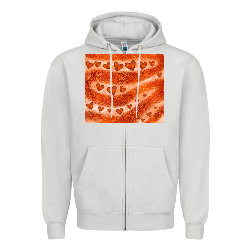 Orange Glitter Heart Zipper Hoodie by JahusDesignShop | Teevron