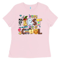 Bubblegum Pink happy first day of school Ladies Tee - AdoDesignShop