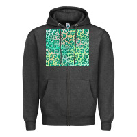 Charcoal Heather green leopard glitter Zipper Hoodie - JahusDesignShop