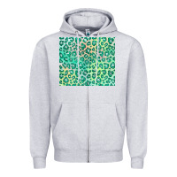 Heather Grey green leopard glitter Zipper Hoodie - JahusDesignShop