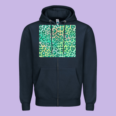 Green Leopard Glitter Zipper Hoodie Designed By Jahusdesignshop