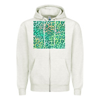 Oatmeal Heather green leopard glitter Zipper Hoodie - JahusDesignShop