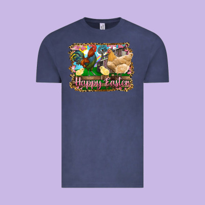 Vintage Tee happy easter rooster chicken and chick