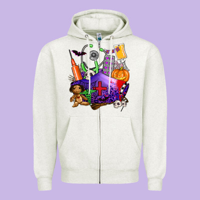 Zombie Nurse   Halloween Zipper Hoodie Designed By Adodesignshop