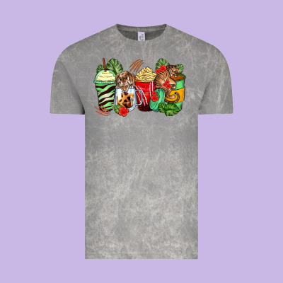 Tiger Coffee Cups Vintage Tee Designed By Zillion Design Studio