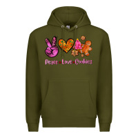 Army Green peace love cookies Premium Hoodie - AdoDesignShop