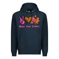 Navy peace love cookies Premium Hoodie - AdoDesignShop