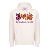 Pale Pink peace love cookies Premium Hoodie - AdoDesignShop