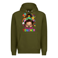 Army Green preschool teacher Premium Hoodie - NancyCooperArtShop