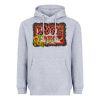 Heather Grey ladybug  love bug backround Heavyweight Hoodie - BarkalooDesign