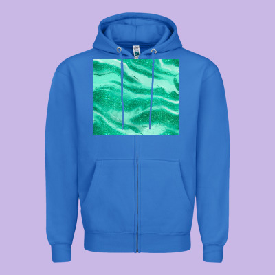 Green Glitter Zipper Hoodie Designed By Jahusdesignshop