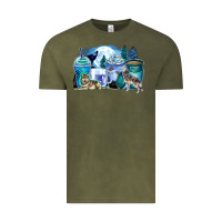 Vintage Olive wolf coffee cups Vintage Tee - Zillion Design Studio