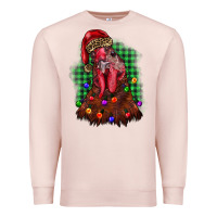 Pale Pink christmas rooster Premium Sweatshirt - BarkalooDesign
