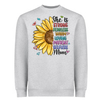 Heather Grey she is strong fearless warm loving mom Heavyweight Sweatshirt - MaliasSmallBusiness