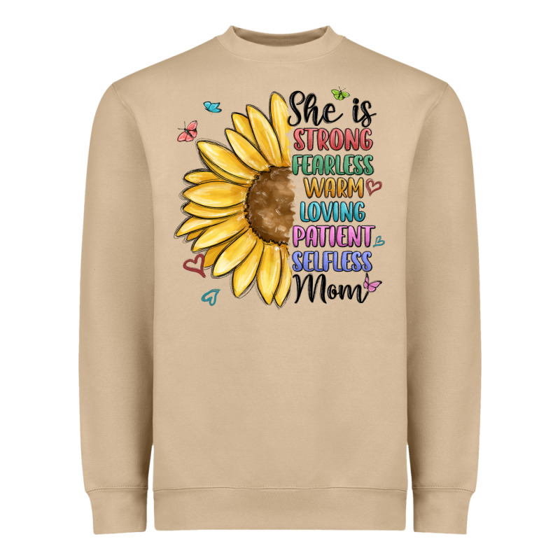 She Is Strong Fearless Warm Loving Mom Heavyweight Sweatshirt by MaliasSmallBusiness | Teevron