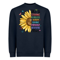 Navy she is strong fearless warm loving mom Heavyweight Sweatshirt - MaliasSmallBusiness