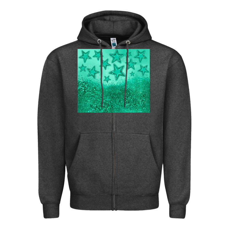 Green Glitter Star Zipper Hoodie by JahusDesignShop | Teevron
