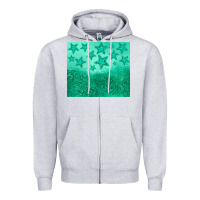 Heather Grey green glitter star Zipper Hoodie - JahusDesignShop