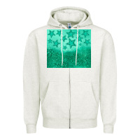 Oatmeal Heather green glitter star Zipper Hoodie - JahusDesignShop