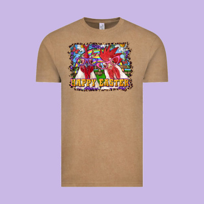 Vintage Tee Happy Easter Roosters