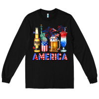 Black 4th of July American drinks America Long Sleeve Tee - Neo Western