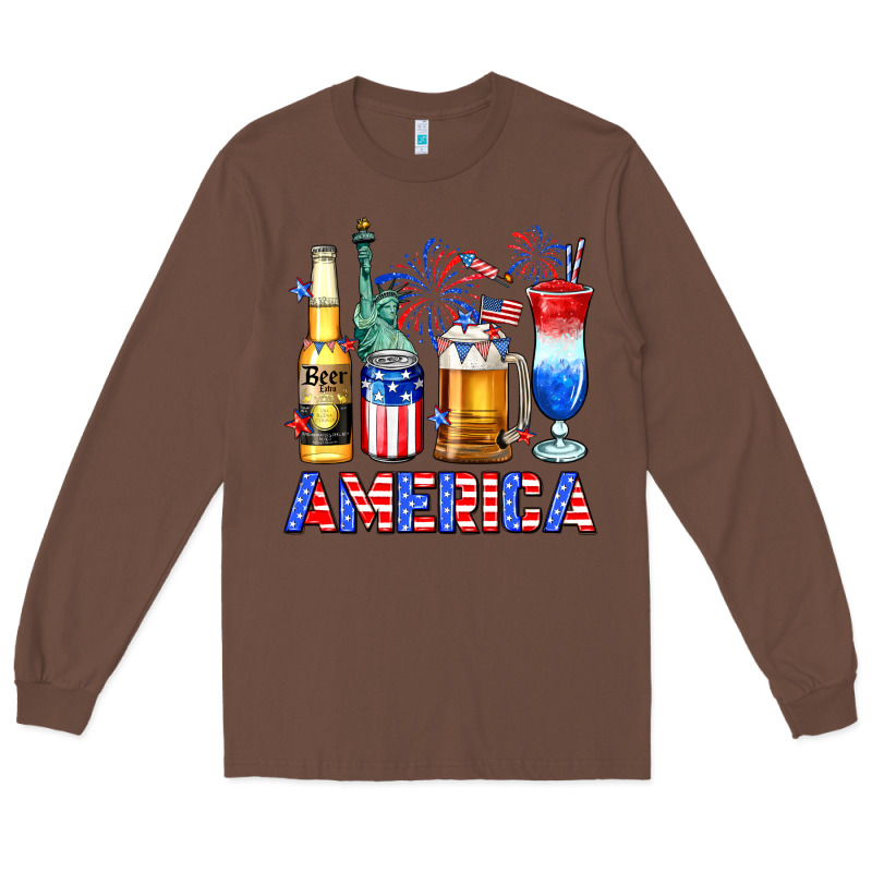 4th Of July American Drinks America Long Sleeve Tee by Neo Western | Teevron