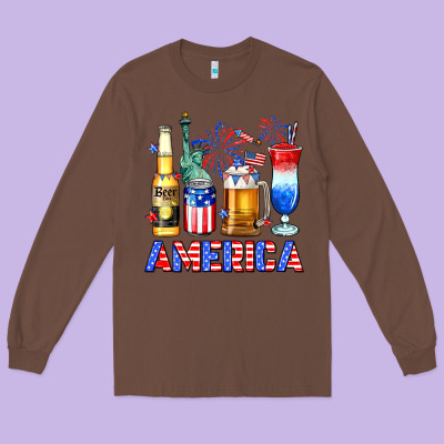 4th Of July American Drinks America Long Sleeve Tee Designed By Neo Western