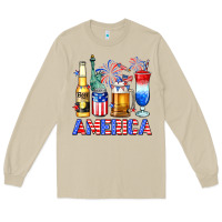 Mushroom 4th of July American drinks America Long Sleeve Tee - Neo Western