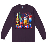 Plum 4th of July American drinks America Long Sleeve Tee - Neo Western