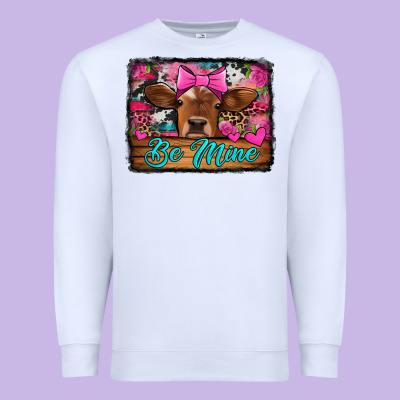 Be Mine Valentine's Day Cow Premium Sweatshirt Designed By Jasminsmagicworld