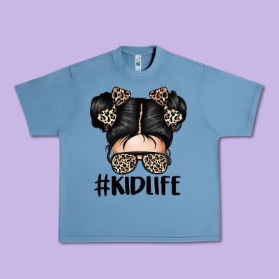 Kid Life Leopard Messy Bun Urban Heavy Tee Designed By Texasbilliewilder