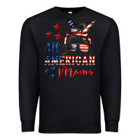 Black All American Mama Premium Sweatshirt - LillyAllenDesigns