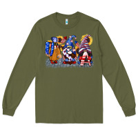 Army Green USA 4th of July gnomes  4th of july Long Sleeve Tee - CowGirlArtShop